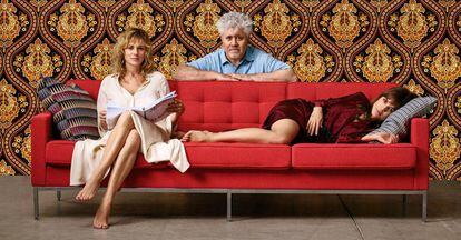 Almodóvar, entre as atrizes protagonistas de Julieta.