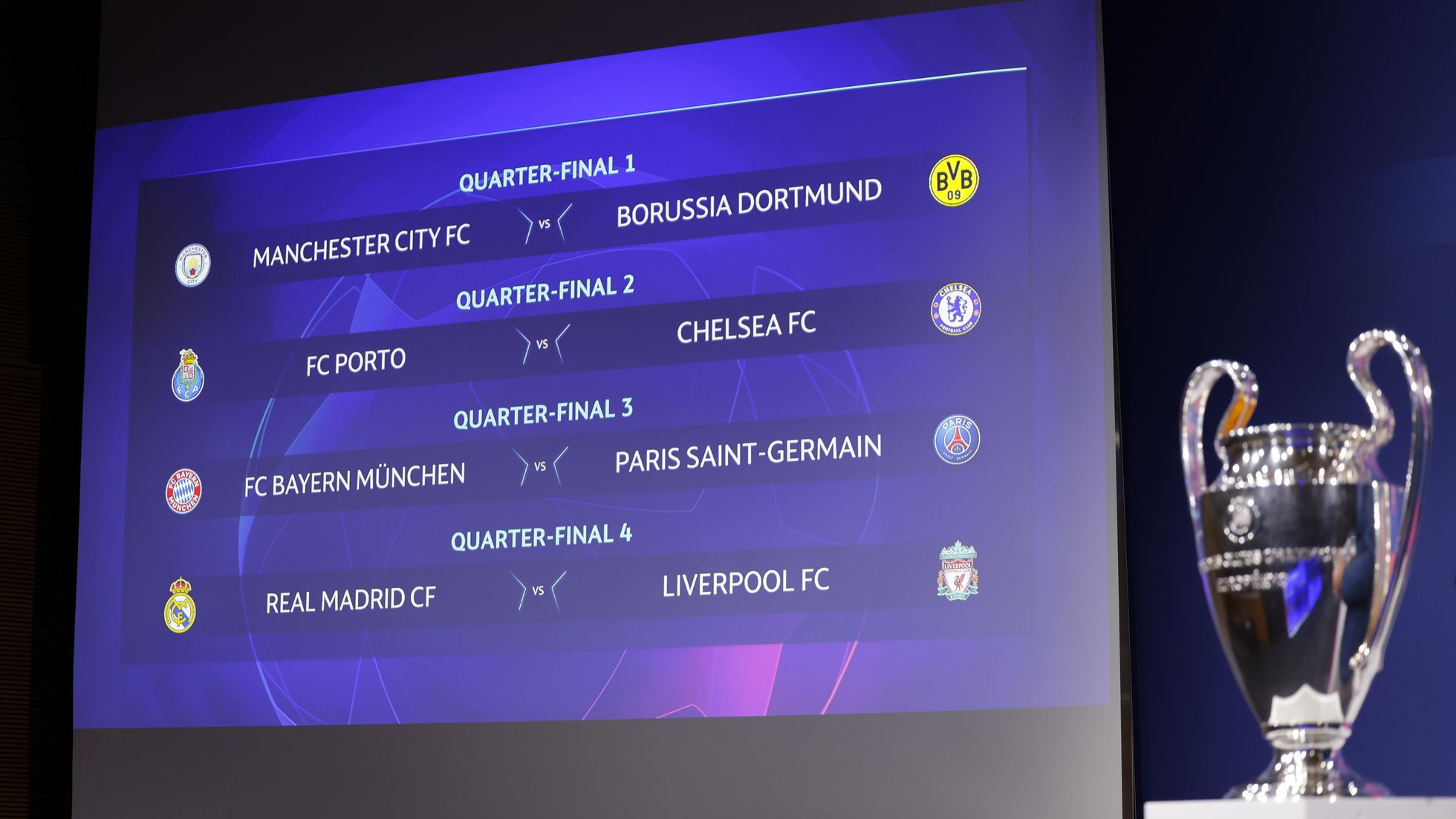 Champions League: sorteio define confrontos das quartas de final