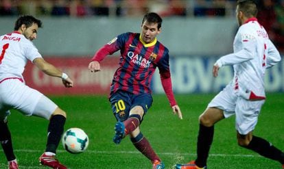 Messi, no terceiro gol do Barça.
