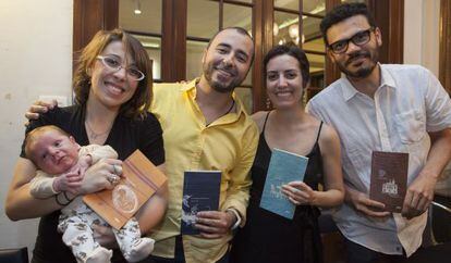 Os autores da coleção 'Pequenos exílios' em São Paulo.