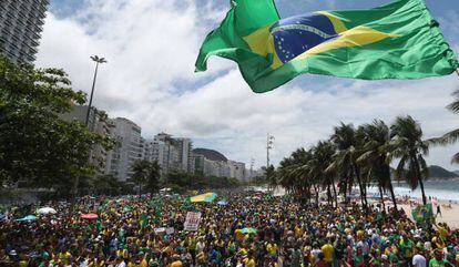 Ato a favor de Bolsonaro no Rio.