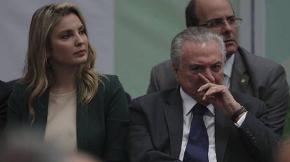 Temer ao lado da primeira-dama, Marcela, no dia 13 no Rio.
