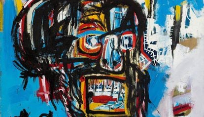 A tela sem título do artista Jean-Michel Basquiat.