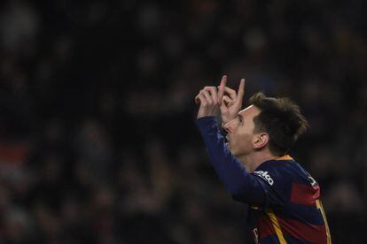 Messi celebra seu gol contra o Athletic.