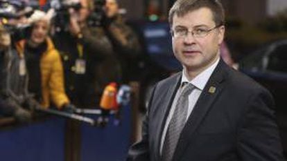 O primeiro-ministro da Letônia, Valdis Dombrovskis, durante uma cúpula de líderes da União Europeia em Bruxelas, em imagem de arquivo.