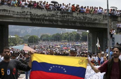 Manifestação contra Nicolás Maduro na segunda-feira em Caracas.