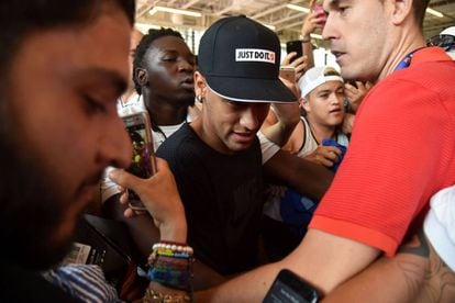 Neymar durante o evento publicitário em Miami.