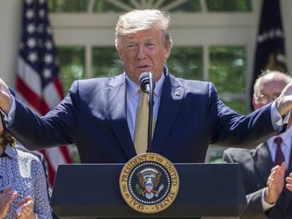 Donald Trump durante um pronunciamento na Casa Branca.