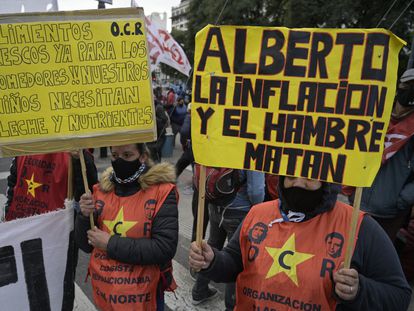 Manifestação em junho contra a fome em Buenos Aires.