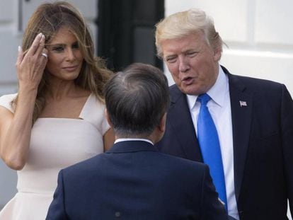 Donald Trump e a primeira-dama Melania recebem o presidente da Coreia do Sul, Moon Jae-in, nesta quinta-feira, na Casa Branca