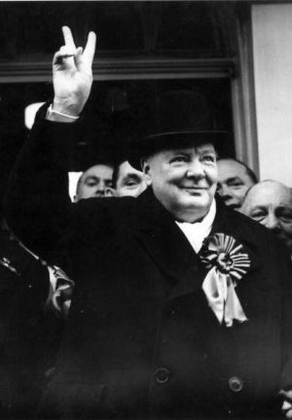 Winston Churchill durante a campanha eleitoral de 1949