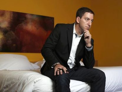 Glenn Greenwald, em um hotel em Madri nesta quinta-feira.