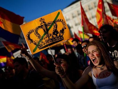 Marcha a favor de um referendo sobre a Monarquia em Madri.