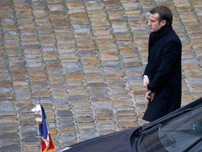 O presidente Macron nesta segunda-feira em Paris