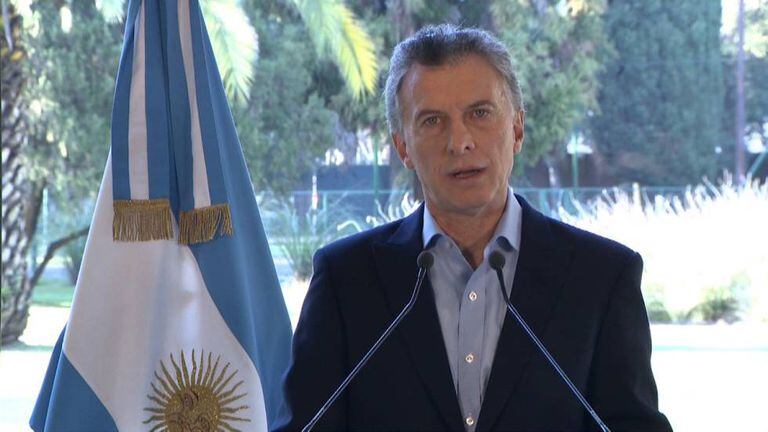 O presidente Mauricio Macri anuncia, na residência oficial de Olivos, o acordo com o FMI para antecipar os recursos do resgate decidido em junho.