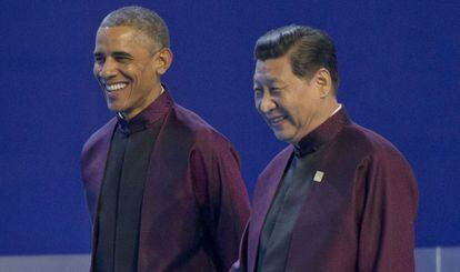 Barack Obama e Xi Jinping na cúpula Ásia-Pacífico, na segunda-feira.