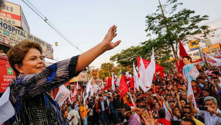 Dilma durante ato de campanha em Minas Gerais.