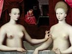 ‘Gabrielle d'Estrées e Sua Irmã' (Anônimo). Exemplo de erotismo da Segunda Escola de Fontainebleau, século XVI.  