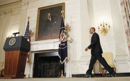 Obama, antes do anúncio sobre a intervenção no Iraque.