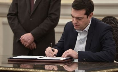 Tsipras, depois do juramento como primeiro-ministro.