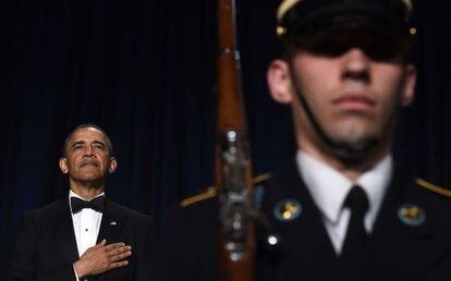 Obama no jantar de gala com a imprensa no sábado em Washington.