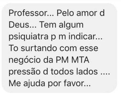 Mensagem enviada por policial a psicólogo.