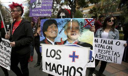 Protesto em La Paz contra o machismo.