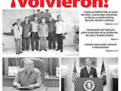 “Voltaram!”, proclama o cubano ‘Granma’ na sua manchete histórica