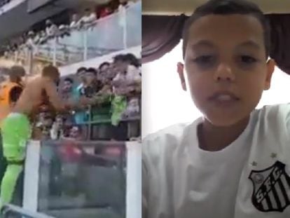 O torcedor do Santos Bruninho, de 9 anos, pede desculpas em suas redes sociais por ter pedido camisa a um jogador rival.