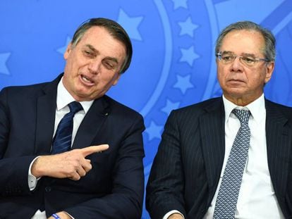 Presidente Jair Bolsonaro e ministro da Economia, Paulo Guedes.