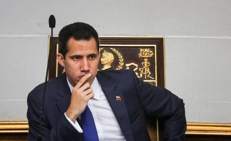 O presidente interino da Venezuela, Juan Guaidó, nesta terça-feira na Assembleia.