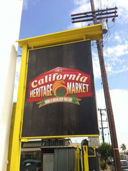 Cartaz de boas vindas da feira California Heritage Market.