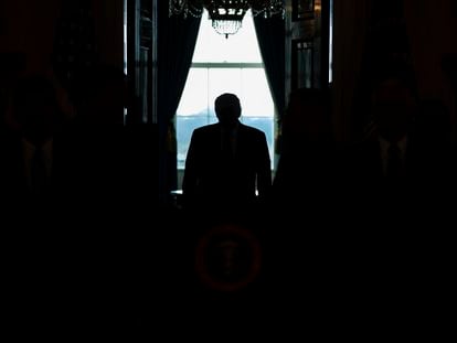 O presidente Trump na Casa Branca, em uma foto de arquivo.