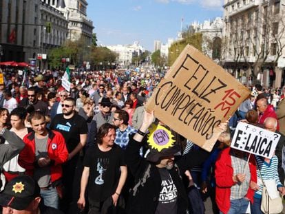 Manifestação do 15-M em Madri.
