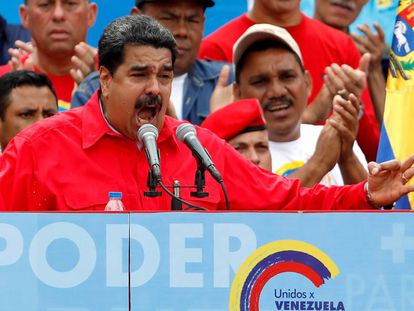 Nicolás Maduro em um ato político em Caracas.