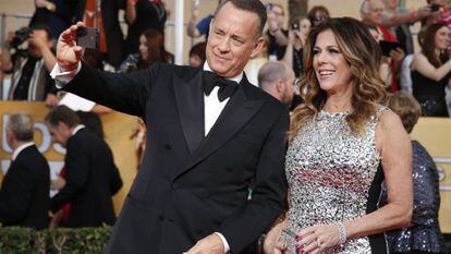 Tom Hanks e sua mulher, a atriz Rita Wilson.