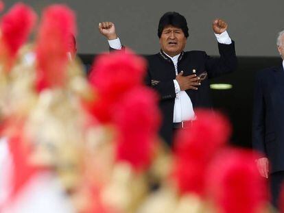 Evo Morales e Michel Temer, no Palácio do Planalto.
