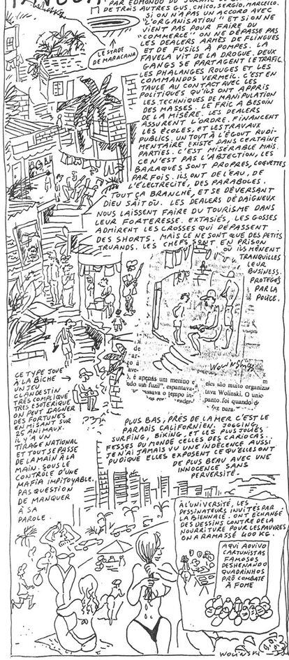 Charge feita por Wolinski durante sua visita ao Rio.