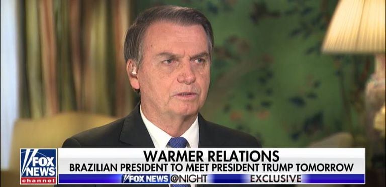 Presidente Jair Bolsonaro durante entrevista na Fox News.