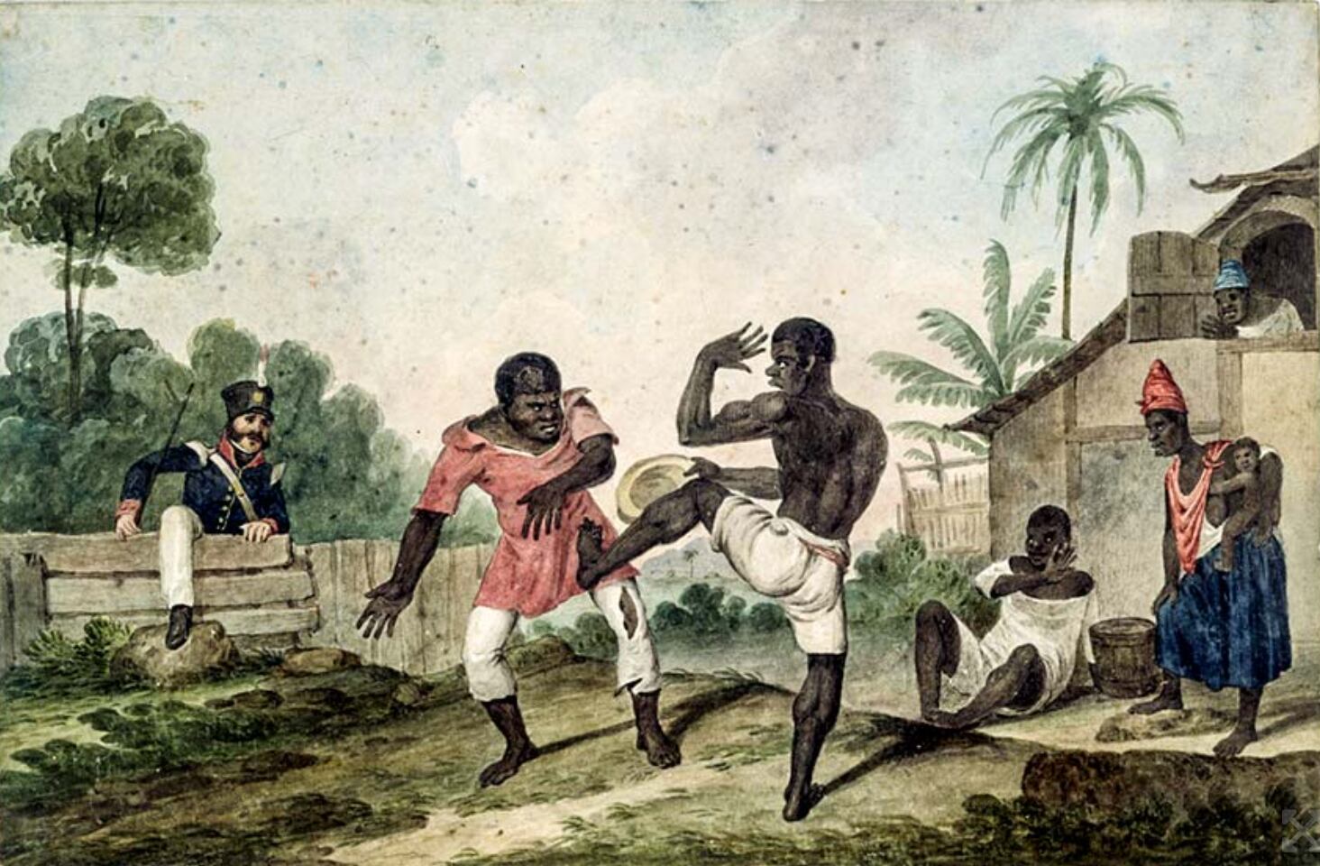 Pintura retrata escravos sendo perseguidos pelas autoridades.