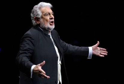 Plácido Domingo, durante a apresentação de ‘I Due Foscari’, de Verdi, no Teatro Real de Madri, em julho de 2016.