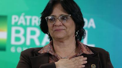 A ministra da Mulher, da Família e dos Direitos Humanos, Damares Alves, em cerimônia em Brasília 20 de novembro de 2019
