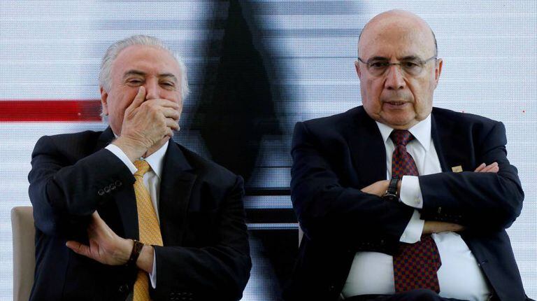 Temer e Meirelles no evento do MDB, em Brasília.