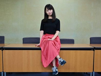 Yumi Ishikawa, fundadora do Movimento KuToo no Japão em 3 de junho, em uma entrevista em Tóquio