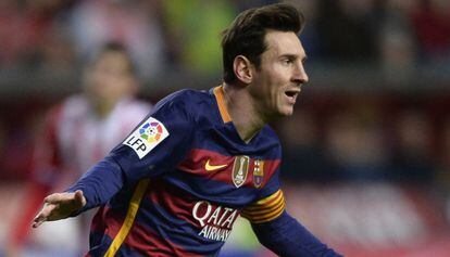 Messi marcou dois contra o Sporting.