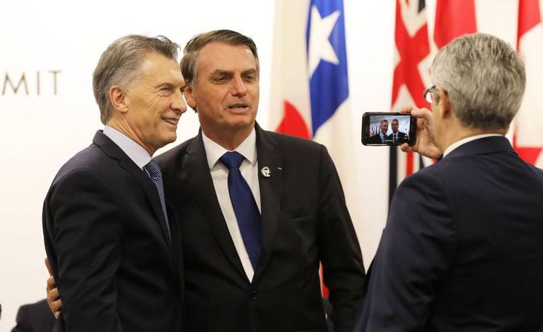 Macri e Bolsonaro, no sábado passado em Osaka (Japão).