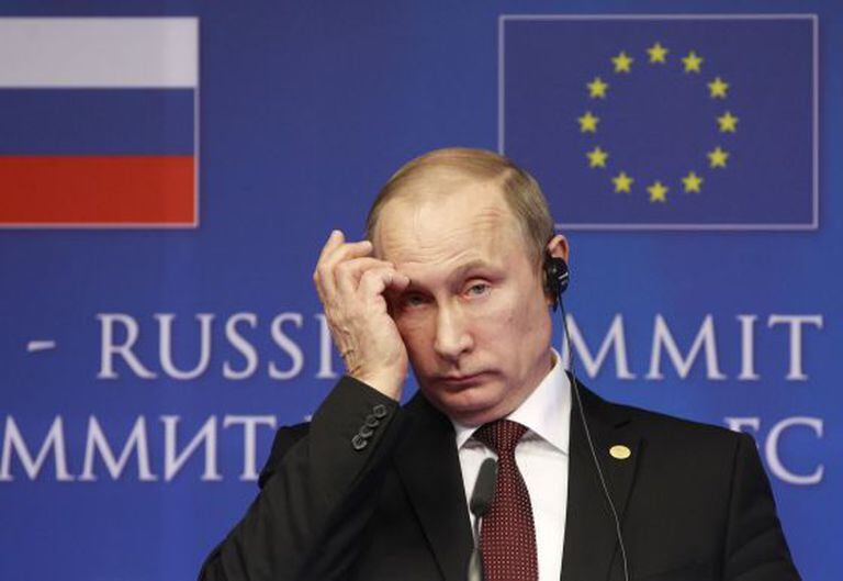 Vladimir Putin ao término da cúpula UE-Rússia, em Bruxelas, em janeiro.