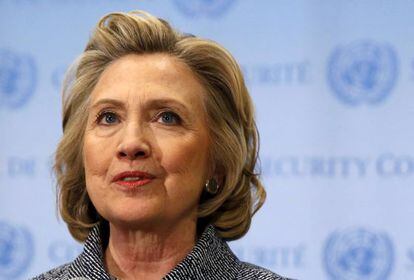 Hillary Clinton, na ONU, em 10 de março.