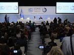 El secretario general de la ONU, Antònio Guterres, y la responsable de cambio climático de la ONU, Patricia Espinosa, ayer en la COP25. 