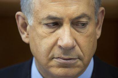 Benjamin Netanyahu no conselho de ministros deste domingo.